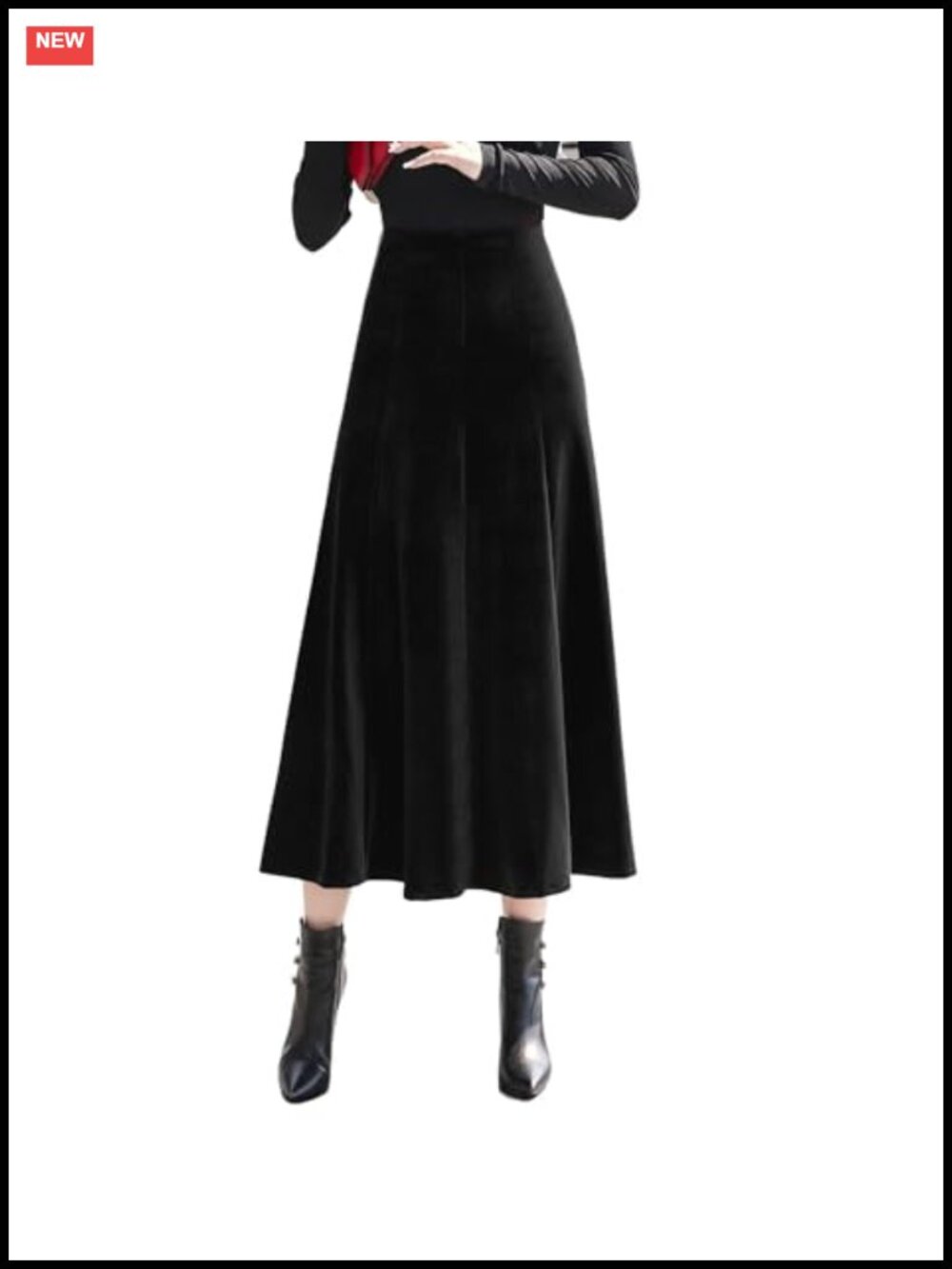 Vintage Velvet High Waist Pleated A-Line Maxi Skirt